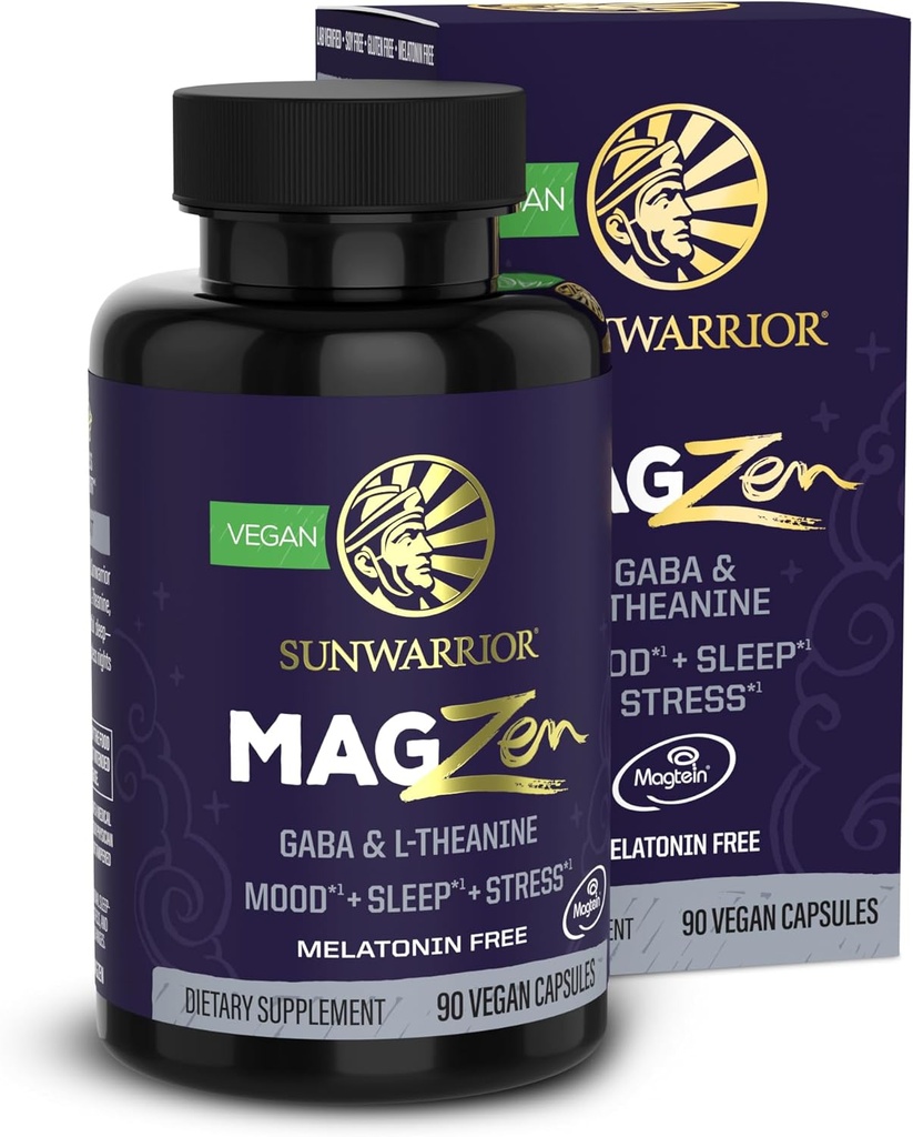 Suplemento de Magnesio L-Theanine Capsules Mood, Sleep &amp; Stress Support with Magnesium Bisglycinate, L-Theanine & GABA promueve la relajación, la calidad del sueño " Mental Clarity Vegan " Non-Drowsy 90 cápsulas