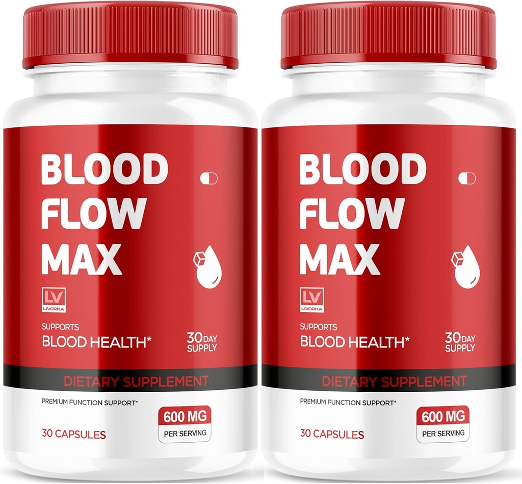 LIVORKA (2 Pack Blood Flow Max, Blood Flow Max Capsules, Blood Flow Max Blood Support, BloodFlow Max, Blood Flow Capsules for Generall Wellness, Blood Flow Max Pills, 60 cápsulas para 2 meses