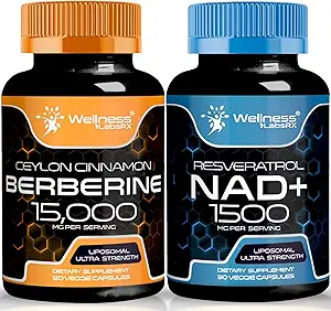 WELLNESS LABSRX NAD Suplemento, 1500mg - NAD+ con ResveratrolBerberine 1500mg - Berberine con Ceylon Cinnamon