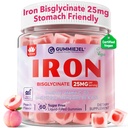 Suplemento de Hierro Vegano para Mujeres 25 mg, Gummies de Hierro Libre de Azúcar con Vitamina C, Methy B12, Folate for Energy Boost, Iron Deficiency, No After Taste, Peach Flavor - 60 Conde (Pack de 2)