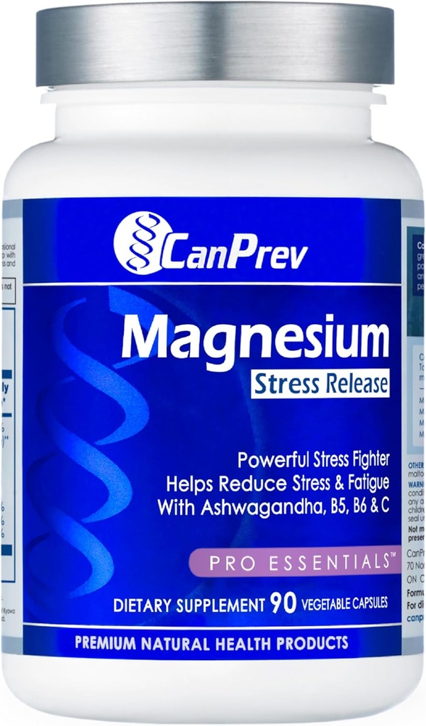 CanPrev Magnesium Bisglycinate with Ashwagandha, B5, B6 & Vitamin C, 90 Veg Caps, 30-Day Supply, Support Restful Nights & Relaxation, Helps Energy & Immnue Function, Vegan, Non-GMO, Dairy, Soy, Gluten