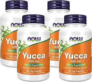 AHORA Suplementos, Yucca (Yucca spp.) 500 mg, 4:1 Concentrate, Herbal Suplemento, 100 cápsulas (Pack of 4)