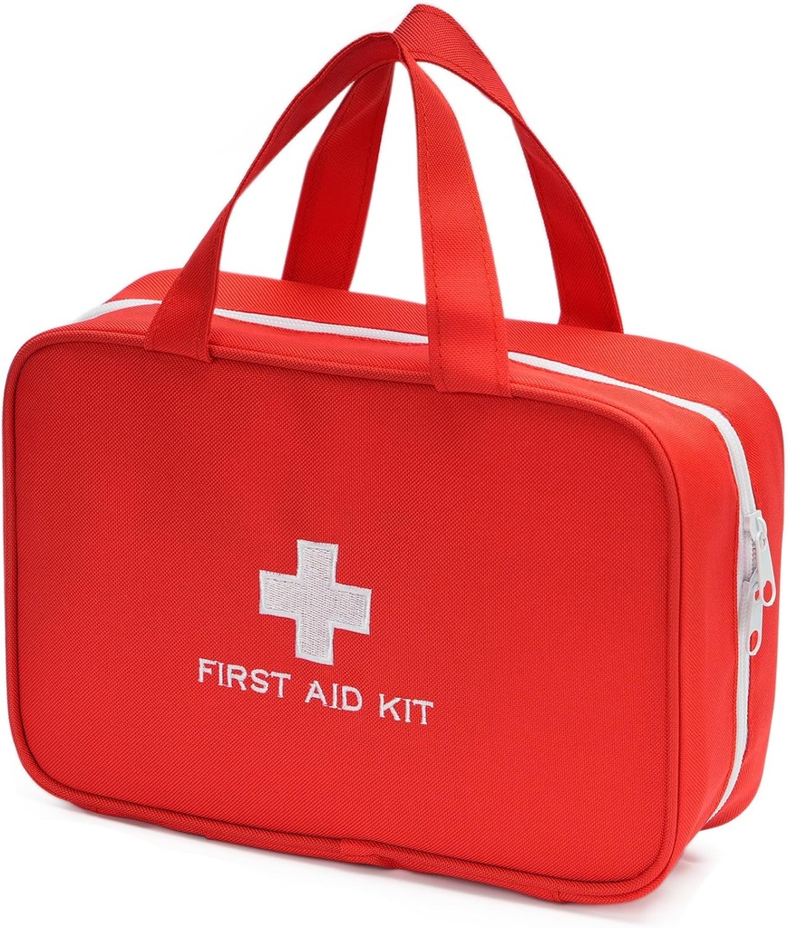 Compact Empty First Aid Kit Bag Emergency Trauma Medical Pouch Travel Medicine Organizer Bag for Home, Camping, Traveling, Car (Red)
