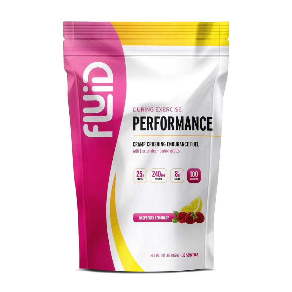 Fluid Performance - Bajo Sugar Endurance Fuel Sports Drink Mix with Electrolytes, All Natural Ingredients, Gluten-Free for Before or During Exercise (Raspberry Lemonade, 30 Serving)