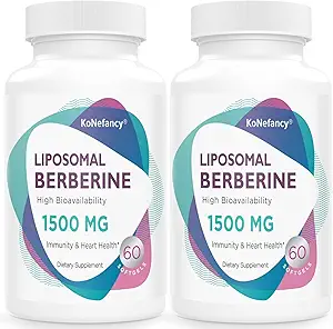 Suplemento Liposomal de Berberina 1500mg - Tercero Testado, Alta Bioavailabilidad Berberina HCL cápsulas para mujeres y hombres, Activador AMPK para la salud cardiovascular, libre de azúcar, no GMO,120 Softgels