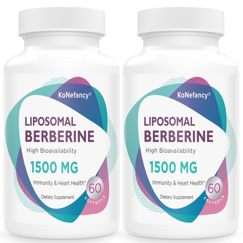 Suplemento Liposomal de Berberina 1500mg - Tercero Testado, Alta Bioavailabilidad Berberina HCL cápsulas para mujeres y hombres, Activador AMPK para la salud cardiovascular, libre de azúcar, no GMO,120 Softgels