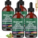 Thyroid Support Drops - Selenium, Zinc, Iodine, L Tyrosine, Ashwagandha, Turmeric, Schisandra Guggu, Cayenne, Basil - Liquid Supplement Folate Copper Alcohol -Free, Vegan, Non-GMO – 8 oz