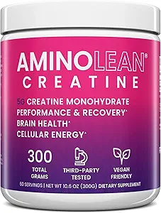 Cretina AminoLean para Mujeres y Hombres, Monohidrato de Creatina Pura Suplemento de Polvos de Monohidratos para Tonificación muscular, Apoyo al Mood, Boost de Energía y Salud Cerebro, 300g
