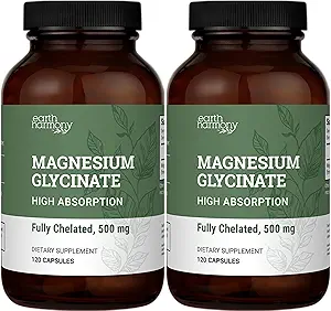 Armonía de la Tierra Magnesio Chelated Glycinate 500mg - 120 Capsules (2-Pack, 1000mg Total)