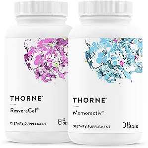 THORNE - ResveraCel (60 cápsulas) " Memoractiv (60 cápsulas) Bundle - Apoya la salud cerebral y el envejecimiento saludable - Gluten, Dairy " Soy-Free