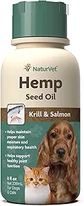 NaturVet Hemp Seed Oil Krill y Salmon, 16 oz. Liquid, Made in The USA