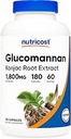 Nutricost Glucomannan 1,800mg Por Serving, 180 Capsules - Fuente de fibra natural, No GMO, Gluten Free