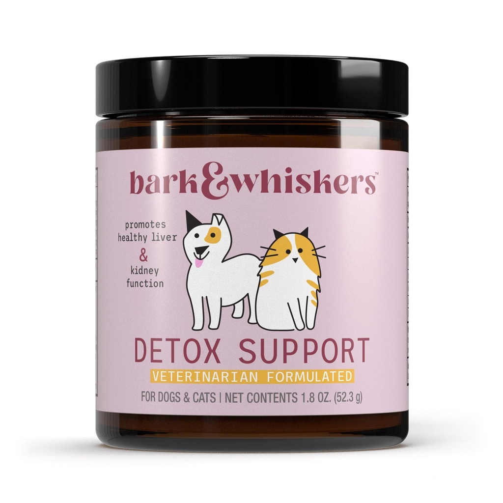 Bark " Whiskers Detox Support - Ayuda a apoyar la función saludable del hígado " Kidney - Herbal Blend with Organic Milk Thistle " Green Tea - 1.8 oz