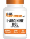 BulkSupplements.com L-Arginine HCl Capsules - Suplemento Arginina, Suplemento Nitric Oxide, L Arginine Capsules - Nitric Oxide Pills, Gluten Free - 8 cápsulas por Serving, (5000mg) 240 cápsulas