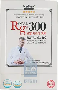 Premium RG3 300 Korean Red Ginseng Powder - Enhanced Ginsenosides (50mg Rg3/Sachet), Made in Korea, 10 Sachets