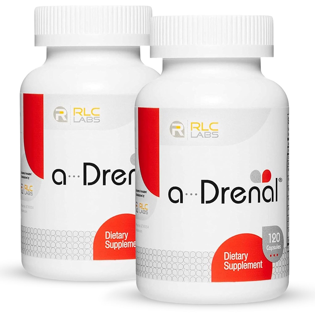 RLC Labs a-Drenal, 240 Capsules - Herbal, Cortisol Supplement with Ashwagandha, Ginger & Rhodiola to Support Balance, Mood, Energy & Vitality - Adrenal Support Formula for Adult (2 Month Supply)