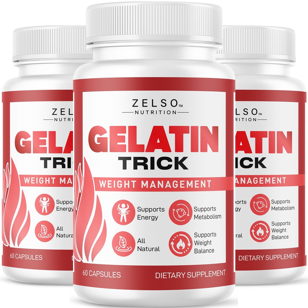 (3 Pack) Gelatin Trick - Gelatin Trick Pills Daily Support Formula for Energy & General Wellness, GelatinTrick Advanced Formula, 180 Capsules for 3 Months