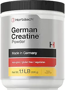 Horbäach German Creatine Powder 500g  Made in Germany with Creapure TEN Vegetarian, Non-GMO, and Gluten Free Dietary Supplement