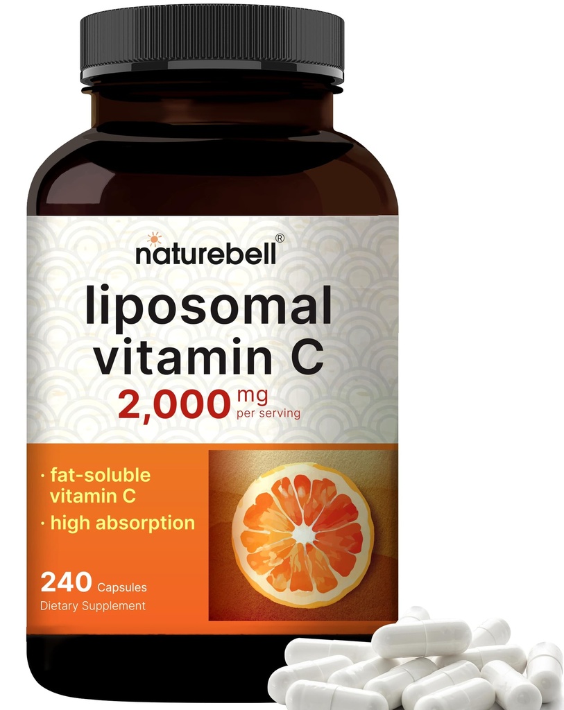 NatureBell Liposomal Vitamina C 2,000mg Por Serving, 240 cápsulas peru High Absorption Fat-Soluble Vitamins – Collagen Booster – Non-GMO