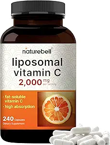 NatureBell Liposomal Vitamina C 2,000mg Por Serving, 240 cápsulas peru High Absorption Fat-Soluble Vitamins – Collagen Booster – Non-GMO