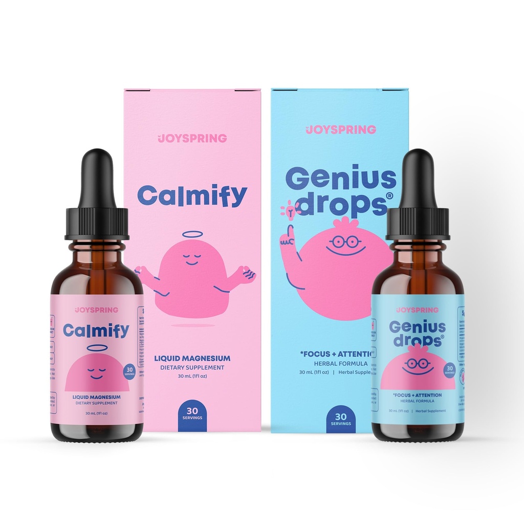JoySpring Calmify Magnesium Glycinate and Genius Drops for Kids