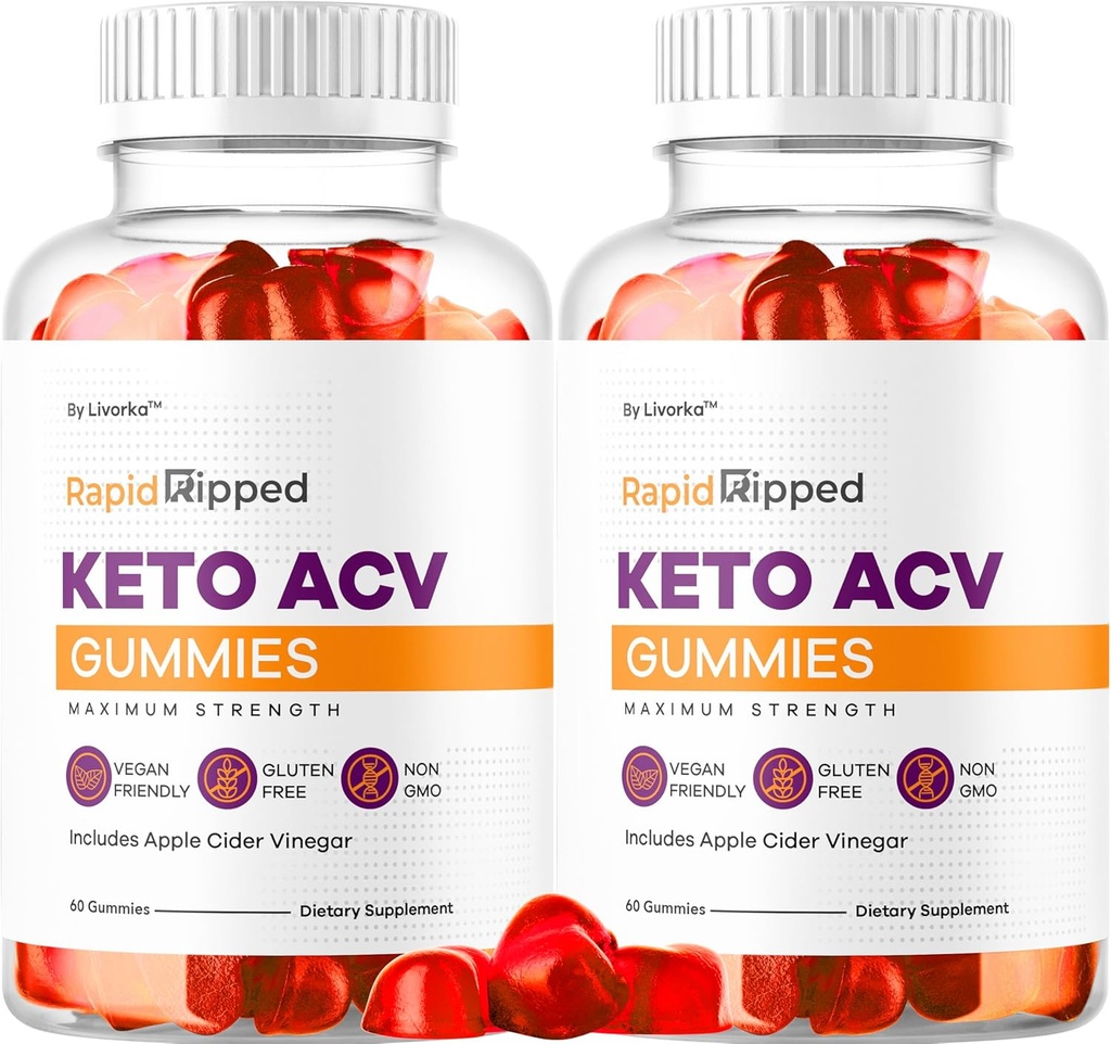 (2 Pack) Rapid Ripped Keto ACV Gummies Support, Rapidripped Keto Plus Apple Cider Vinegar Gummy Advanced Fórmula 1050MG, All Natural Gomitas Reseñas, 120 Gummies para 2 meses