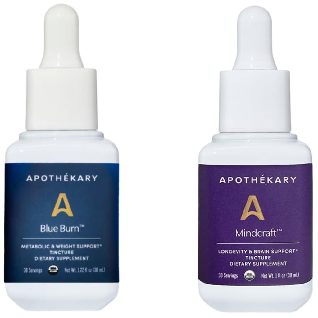 Apothékary Energy Duo, Herbal Supplement Bundle Incluye Blue Burn y Mindcraft