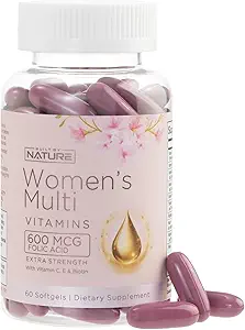 Construido por Vitaminas Naturales para Mujeres – Suplemento Multivitamínico diario completo de mujeres con A, B, C, D, E, Hierro, Calcio, Magnesio y Multi Minerales – Bienestar &amp; Apoyo a la Salud Inmune - 60 Softgels