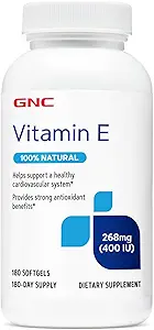 GNC Vitamina E 400IU, 180 Softgels, soporta sistema cardiovascular saludable