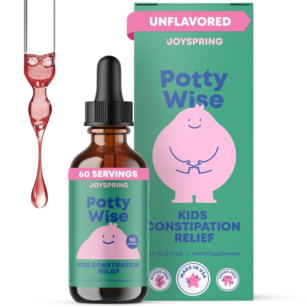 JoySpring Potty Wise – Gentle Digestive Support for Kids – Promotes Healthy Digestion with Senna & Elderberry – Vegan, Gluten-Free, Sugar-Free (2 fl oz) 60 Servings