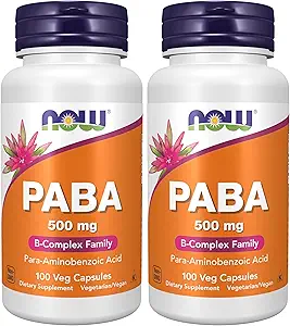 AHORA Suplementos, PABA (Acid para-Aminobenzoico) 500 mg, Familia B-Complex, 100 cápsulas (Pack of 2)