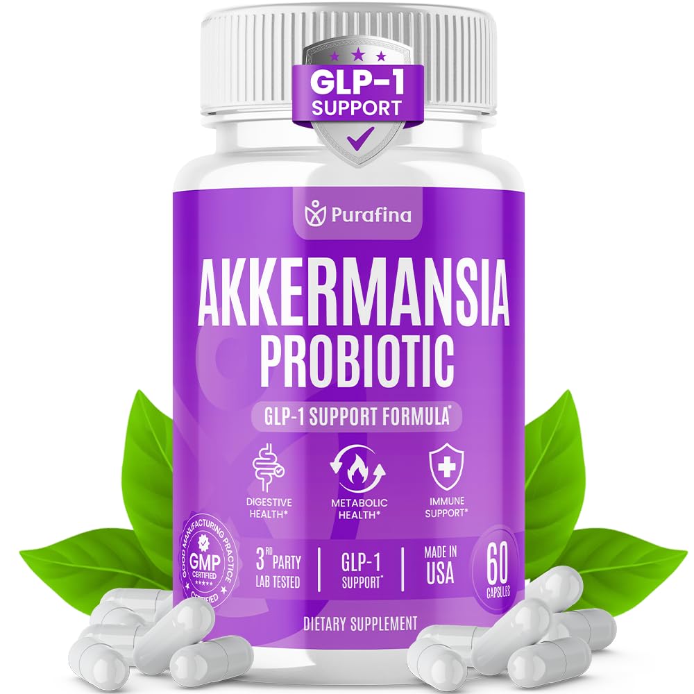 Akkermansia Probiotic with Prebiotic Chicory Inulin for Increased GLP-1 Support, Akkermansia Muciniphila Probiotic Supplement Delayed Release, Gut Health & Digestive Support USA Made (60 Capsules)