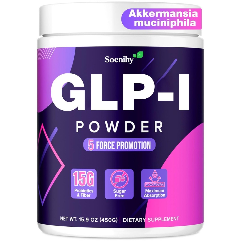 GLP-1 Supplement for Women & Men | GLP 1 Supplements with Akkermansia Probiotics | Inulin | Dietary Fiber | Naturally GLP-1 Powder | for Gut & Digestion & Metabolism - No Sugar