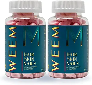 WeEM Hair Skin and Nails Gummies - Supports Healthy Hair - Vegan biotin Vitamins for Women &amp; Men Supports Faster Hair Growth, Stronger Nails, Healthy Skin, Extra Strength (2)