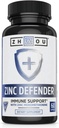 Zhou Zinc Defender - Zinc Supplements for Men &amp; Women, 30mg Por Serving for Immune Health and Mineral Support, Pure Vegan Formula - 60 Capsules