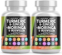 Turmeric Moringa Suplemento Silencio Ginger Boswellia Saffron - Suplemento para Mujeres y Hombres con Ceillón, Tart Cherry, Quercetin Ajo Nettle Holy Basil - 2Pack