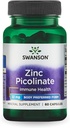 Swanson Zinc Picolinate - Suplemento Mineral Promoción de la Salud Prostática, Visión Salud, &amp; Apoyo Inmunitario - Forma Preferente Cuerpo de Zinc Chelated - (60 cápsulas, 22 mg cada uno)