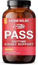 STONE RELIEF Pass AM – Daytime Herbal Kidney Support for Relief, Comfort, & Increased Flow (180 Capsules + Stone Catcher + Printed Guidebook)