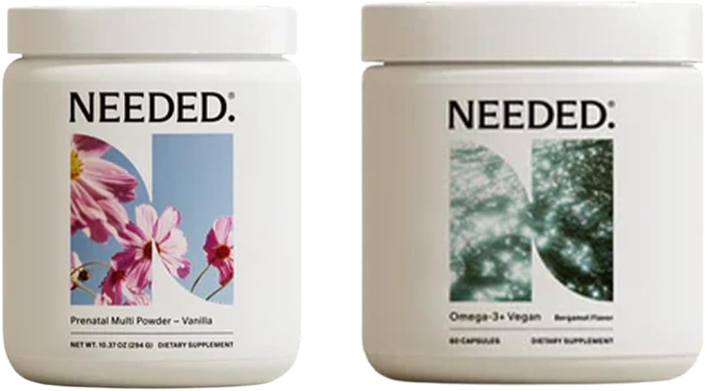 Necesitado. Vainilla Prenatal Multivitamina Powder " Vegan Omega-3 DHA+EPA Bundle ← Nutrición integral para embarazo " Postparto