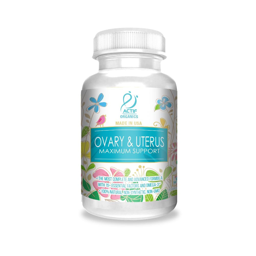 ACTIF Ovary y Uterus Máximo Soporte con 15 Factores Avanzados y Omega-3 – Non GMO, Made in USA, 90 Cuenta