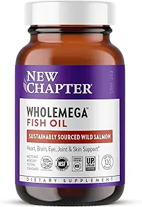 Nuevo capítulo Suplemento de aceite de pescado de Wholemega - 2000 mg por ser, Aceite de salmón de Alaska silvestre clínicamente probado con Omega-3 + vitamina D3 + Astaxanthin, 120 Softgels