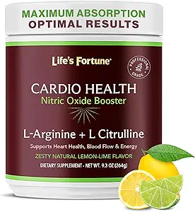 La fortuna L Arginine L Citrulline Suplemento Polvo - Alta potencia Suplemento de óxido nítrico Booster con sabor natural de limón - Cardio Salud, Presión de sangre y soporte vascular - 258g
