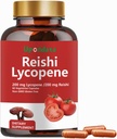 Licopene Capsules, Natural Lycopene 200mg con Reishi Ecológico Mushroom 200mg Suplemento para la salud de próstata y soporte inmunológico - Gluten-Free, No GMO, 60 cápsulas (1 Pack)