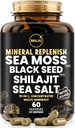 Maju Superfoods 18-in-1 Sea Moss, Black Seed, Shilajit, Sea Salt + D3 &amp; K2, Concentrated Extracts, Trace Multi Mineral Capsules, for Men &amp; Women Mineral Electrolytes Suplementos