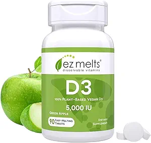 EZ derriba la vitamina D3 5.000 UI, sin azúcar, 3 meses de suministro - 1 paquete