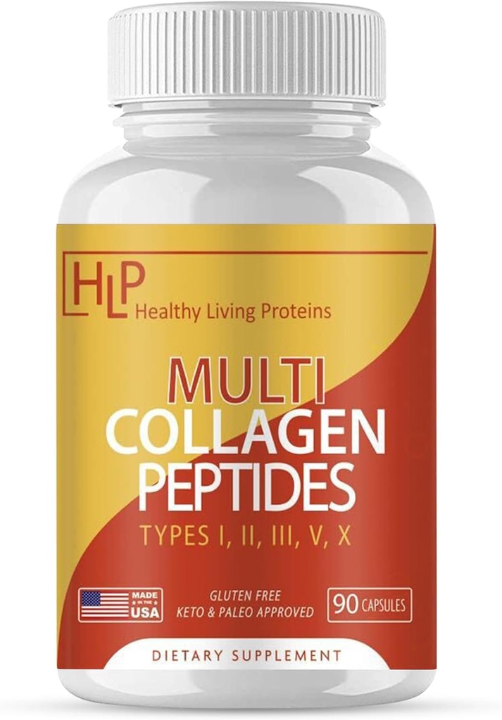 Proteínas de vida saludables ← Péptidos de colágeno multi hidrolizado Tipo I, II, III, V, " X TENIDO Fed de carne de res, pollo entero, huevo blanco Proteína ANTE Keto, Paleo, Gluten Gratis ANTE Capsules (90 Conde)