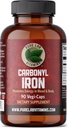 Lab Vitaminas Carbonyl Iron - 90 Caps Vegan Formulación única de hierro metálico con VIT C, Biodisponibilidad Superior - No estreñimiento, apoya la formación de células de sangre roja hecha en Canadá