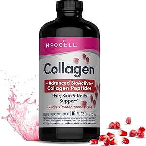 NeoCell Liquid Collagen, Skin, Hair, Nails and Joints Supplement, Incluye Fruit Juice Concentrates y Green Tea Blend, Pomegranate, 16 oz., 1 Bottle