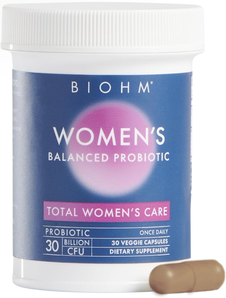 Probióticos BIOHM para Mujeres, 30 Billones CFU, 9 Strains (30 Conde) Ayuda Apoyo Total Gut Health, Digestive & Immune System, Vaginal Probiotic for Urinary Tract & Vaginal Health, 30 Day Supply