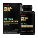 GNC Mega Men 50 Plus Caplets multivitamínicos, Salud de Prostata, Vitaminas B, Saw Palmetto, Memoria, Vitamina D-3, 120 cuentan
